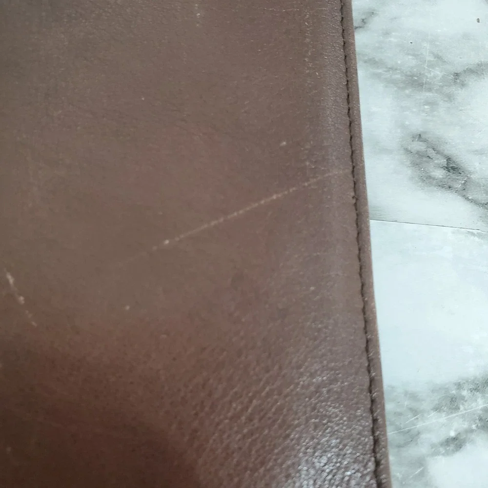 TUMI‎ Brown Leather Long Bifold Wallet Organizer Multiple Card Slots & ID Window